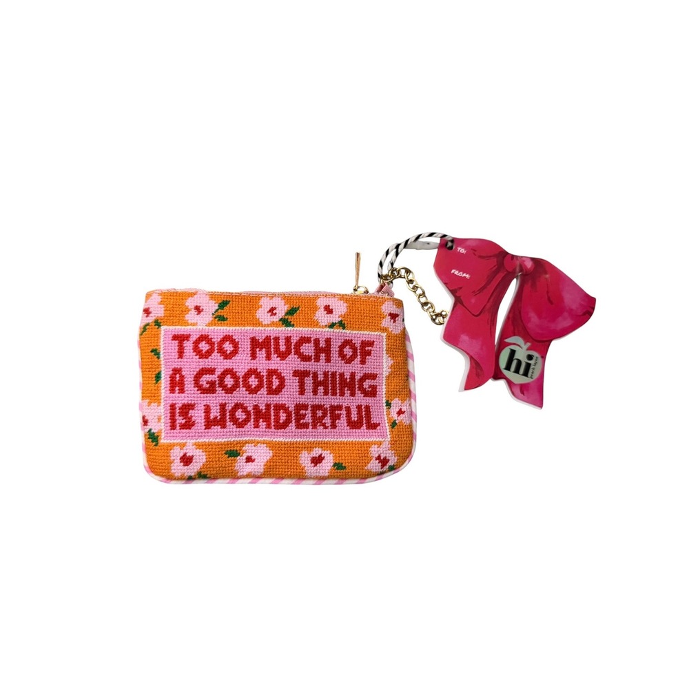 Needlepoint Zip Wallet Coin Purse Keychain Too Much of a Good Thing Is Wonderful
